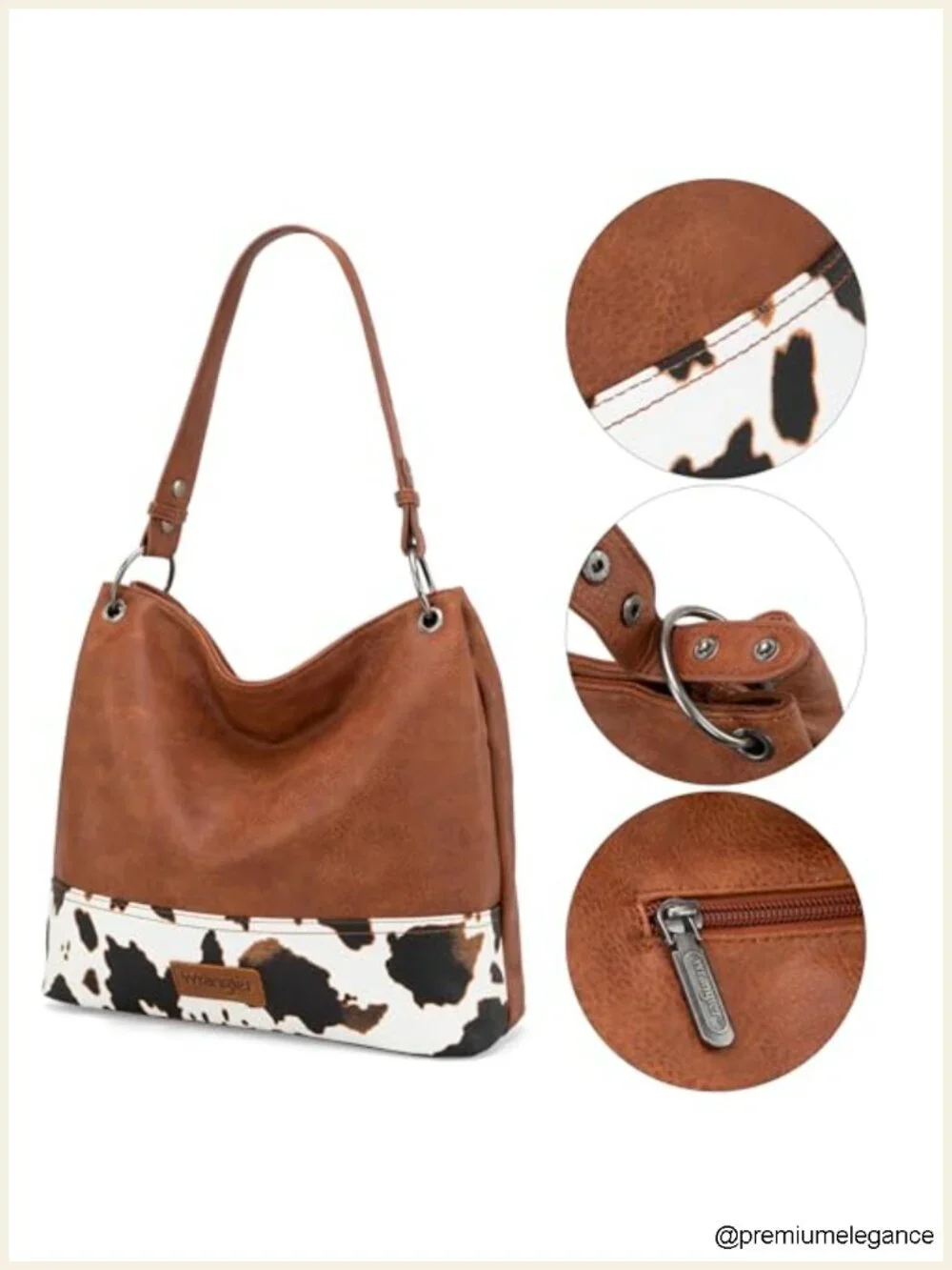 Vegan Leather Hobo Bag with Top Handle, Shoulder Strap, Detachable Crossbody